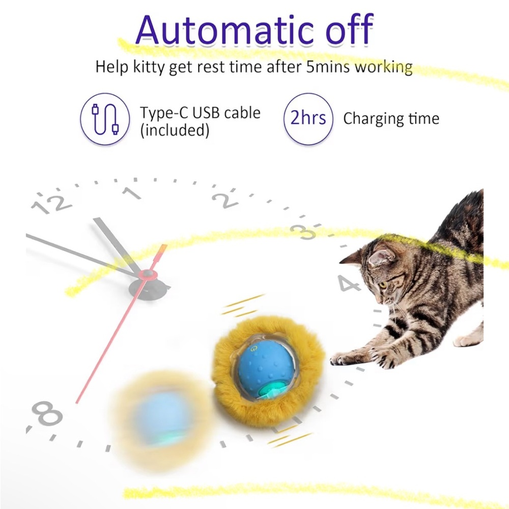 NIB Interactive Cat Toy Rolling Ball Motion Activated Chirping with Hide & Seek - Picture 6 of 9